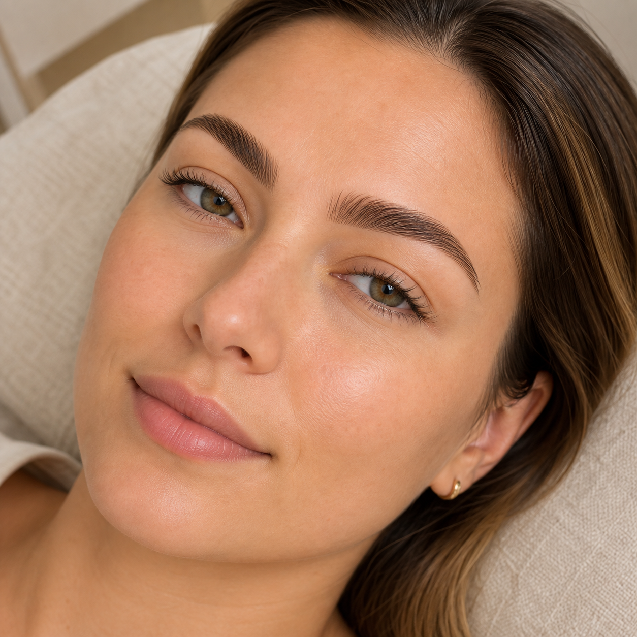 Model met frisse browshaping look