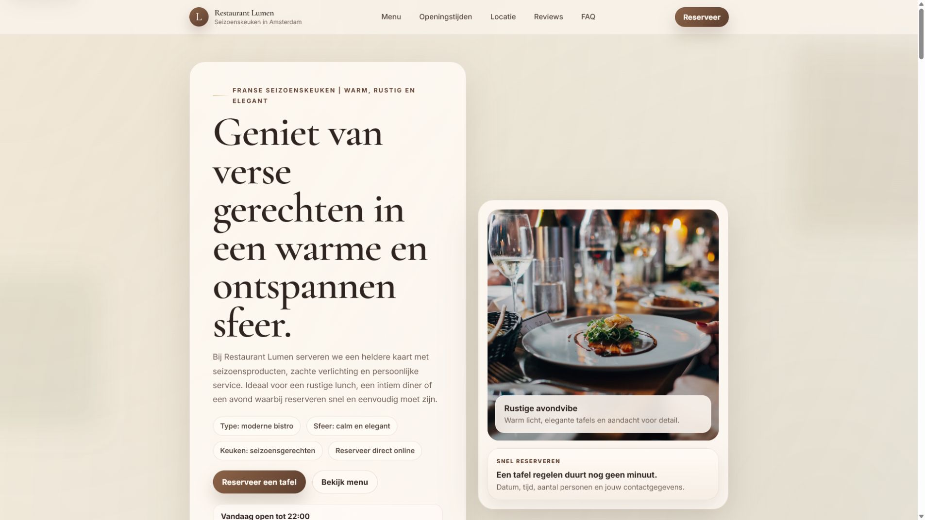 Preview van Restaurant Lumen website